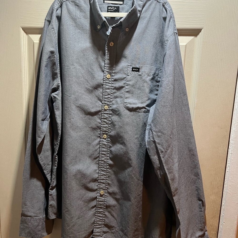 RVCA Men's Charcoal Casual Button-Down Shirt